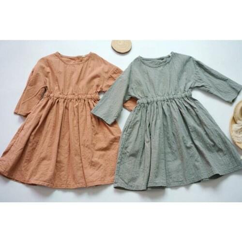 2020 New Style Girls Dress Fashion Cotton Linen Spring Summer Girls Dresses 2-7t PY1000