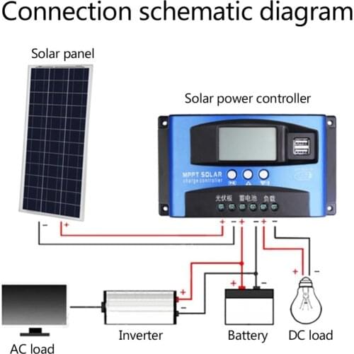 30/40/50/60/100A Solar Charge Controller Dual USB LCD Display 12V 24V Auto Solar Cell Panel Charger Regulator With Load Dual USB