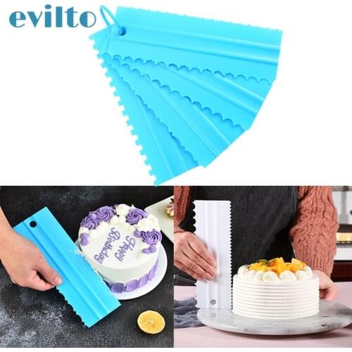 4pcs/set Cream Scraper Serrated Knife Spatula DIY Smoother Cream Decorating Pastry Icing Comb Fondant Spatula Baking Pastry Tool