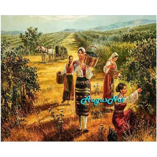 5d diy diamond painting full square farm women wall art diamond embroidery crystal rhinestone pasted scenery home decor augusnat