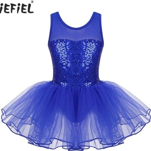 Toddler Swan Ballerina Tutu Ballet Dance Dress Dance Wear Sleeveless Mesh Splice Sequins Gymnastics Leotard Girls Ballet Dress