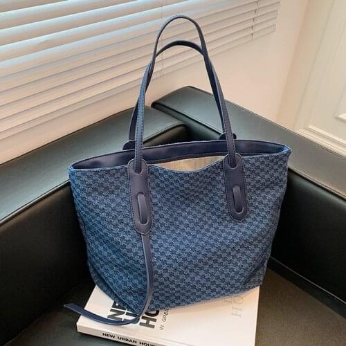 Large Capacity Plaid Shopper Tote Bags for Women Winter Big Female Travel Underarm Shoulder Bag Luxury Designer Trend Handbags