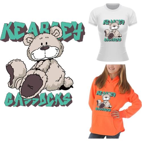 Big Patch Cute Bear Iron Patches For Clothes Letters Ironing sticker Stripes On Clothes Iron On Transfer DIY Decal For Fabric