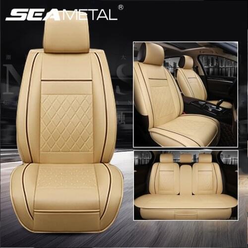 PU Leather Beige Car Seat Cover Set Vehicle Cushion for Mitsubishi Nissan Renault Peugeot Auto Interior Accessories Car Goods