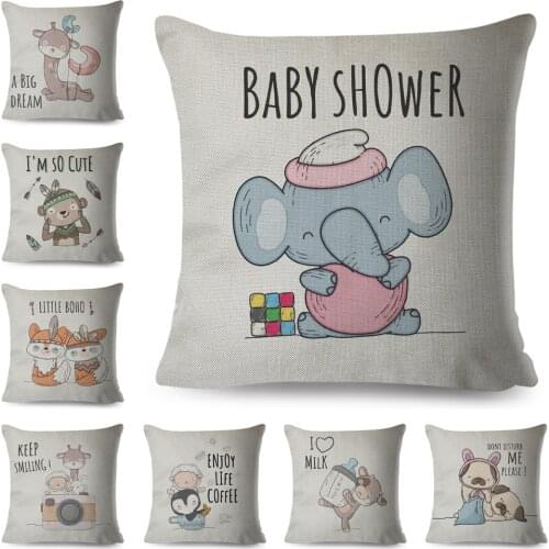 Nordic Style Pillow Case Decor Elephant Cat Dog Giraffe Monkey Animal Cushion Cover for Sofa Home Polyester Pillowcase 45x45cm