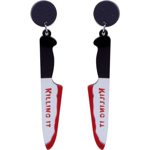 FishSheep New Acrylic Knife Drop Earrings Funny Blood Tool Long Dangle Pendant Earring Fashion Acrylic Women Jewelry Wholesale