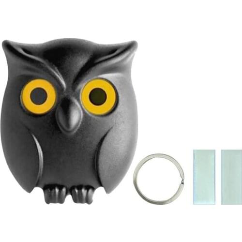 Hot Sale 1 Pcs Black Night Owl Magnetic Wall Key Holder Magnets Keychains Key Holder Hook Hanging Decoration Key Key Holder Wall