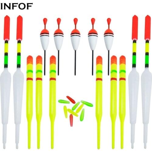 INFOF 1set Vertical Buoy Sea Fishing Floats Assorted Size For Most Type Of Angling With Attachment Rubbers Fishing Lure Pesca