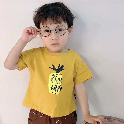Hot Sale Children Cotton T Shirt Summer New Boys and Girls Pineapple Tee Shirts Kids Boys Top Tees Kids Short-sleeved Tops 2-7Y