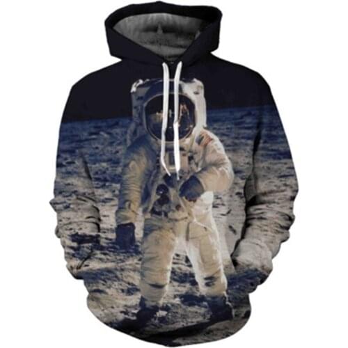 2021 Astronaut Moon Landing Hoodie men Printed Tracksuit Sweatshirt long sleeve hooded Casual Loose Jumper homme Spring Autumn