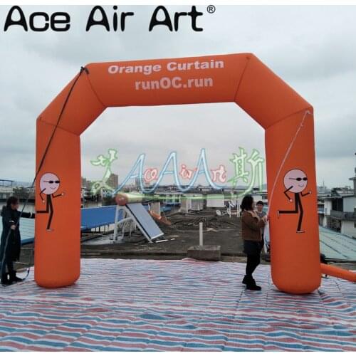 Customized 5x4m orange inflatable arch,start finish line sport archway with free advertising logo/image for sale