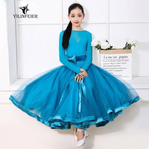 New childrens modern dress girls ballroom dancing costumes dress art performances S7007