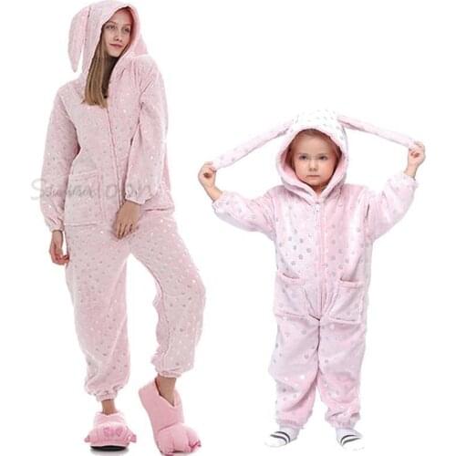 Adult Animal Pajamas Women Unicorn Sleepwear Onesie Kigurumi Rabbit Pyjama Kids Anime Overalls Winter Panda Nightie Jumpsuit