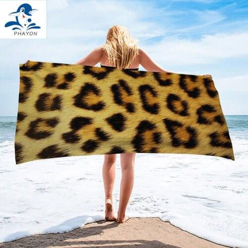 PHAYON Beach Towel Leapard Fur Quick-dry Microfiber Bath Towels Animals Fur Cushion Bath Towel Yoga Mat Beach Towel