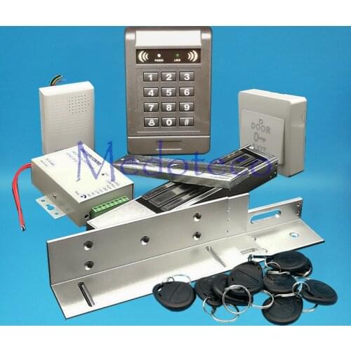 Full 125khz Rfid Card Wood Metal Door Access Control System Kit EM Card Access Controller +600lbs Magnetic Lock + ZL Bracket