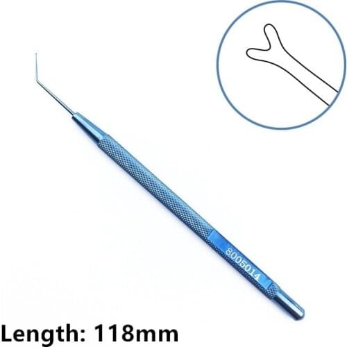 Titanium Jaffe-Bechert Lens Nucleus Rotator Blunt forked tip Angled Veterinary Ophthalmic Surgical Instruments