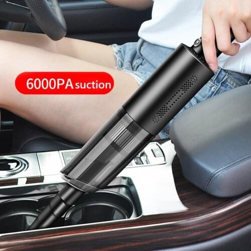 Handheld Car Vacuum Cleaner with High Power Keep Clean 120W 6000Pa with Built-In Rechargeable Battery Black White