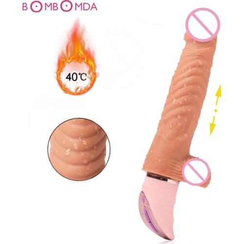 Telescopic Vibrating Realistic Penis Heating Dildos Artificial Penis G Spot Vagina Massage Charging Dildos Sex Toys For Woman