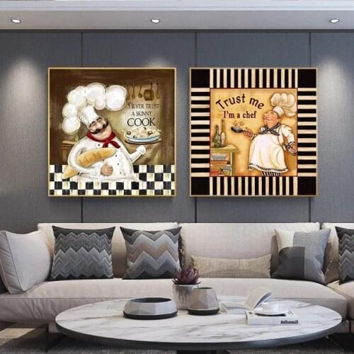 Vintage Restaurant Cook Canvas Painting Posters and Prints Scandinaviann Anime Wall Art Picture for Kitchen Room Decor Cuadros