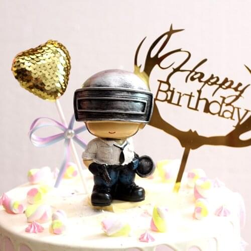 Baking birthday cake decoration eating chicken acrylic insert card whole body Jedi survival series decoration party dress up