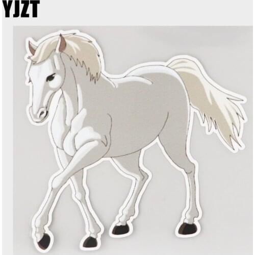 YJZT 13.6CM×13.9CM Decal Fashion Animal Walking Horse PVC Car Sticker 11C-0156