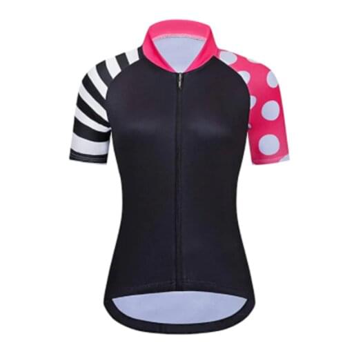 Cycling Jersey Summer Patchwork Solid Color Dot Bike Jersey Top Mountain Bike MTB Road Bike Cycling Womens Short Sleeve T-Shirt