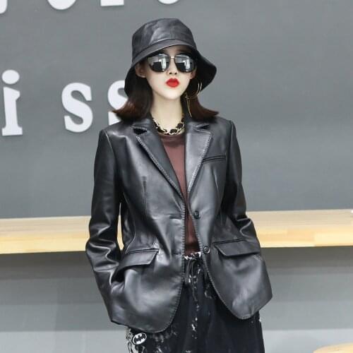 Fashion Real Sheepskin Coat Women Vintage Ladies Coats Genuine Leather Jacket Button Women Clothing Chaquetas De Mujer WPY2830