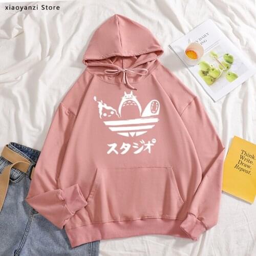 Japanese Style Spirited Away Women Drop shoulder Hoodies Studio Ghibli girls sweatshirts Funny Graphic pullovers Totoro Neighbor