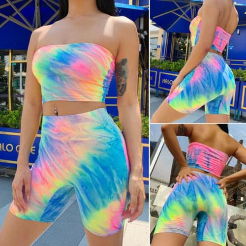 Women 2 Piece Outfits Strapless Crop Top Pants Set Casual Jumpsuit Summer Women Clothes Set Outfits