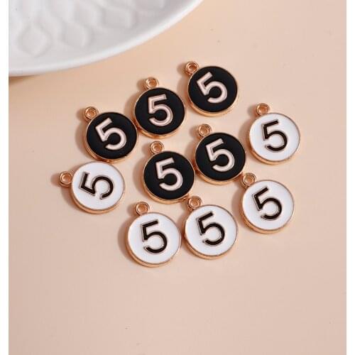 10pcs 15*18mm Enamel Circle Charms for Jewelry Findings DIY Number 5 Charms Handmade Craft Necklaces Pendants Earrings Making