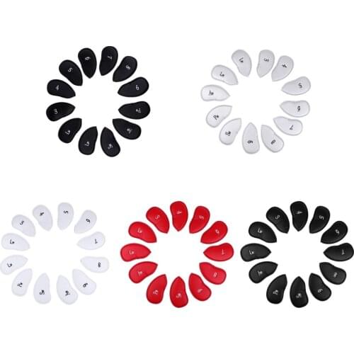12 Pieces Waterproof PU Leather Golf Iron Head Cover Headcover Protector Set - Various Colors