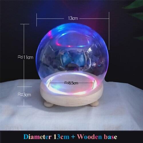 13cm Plastic flower ball glass cover hand hand mold dust cover colorful warm white light base night light crystal ball