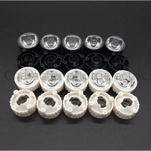 20pcs/lot LED lens for 1W 3w LED light black white holder 20mm high quality 5 10 30 45 60 90 120 degree optical lens