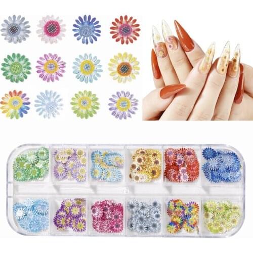 240pcs Manicure Nail Sequins Wood Pulp Simulation Maple Leaf Butterfly Flowers Nail Art DIY 3D Daisy Nail Stickers Decals
