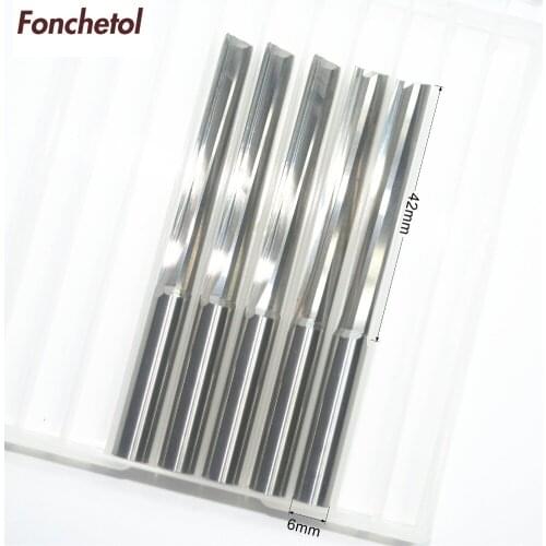 6mm*42mm-5pcs CNC solid carbide End Mill,tungsten steel woodworking insert router bit,2 Flutes Straight milling cutter,MDF,PVC