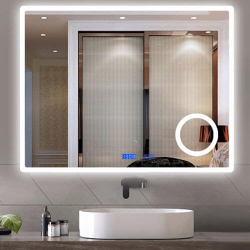 70x90cm Smart Mirror LED Bathroom Mirror Wall Bathroom Mirror Bathroom Toilet Anti-fog Mirror With Touch Screen Bluetooth