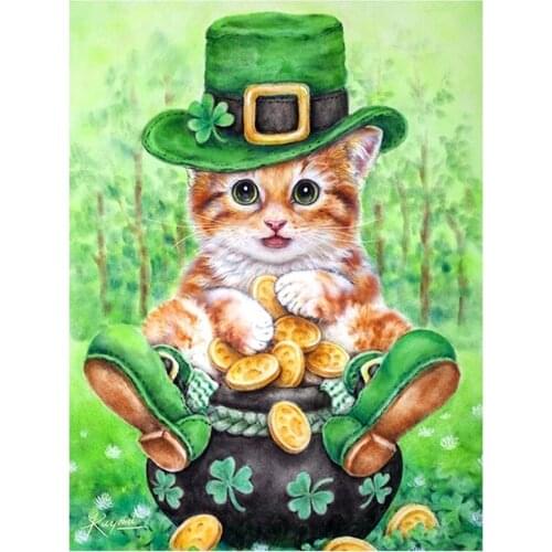 Diy 5d Full Diamond Embroidery Animal Diamond Painting Wealth Gold Coin Cat Mosaic Furniture Decoration Ornaments Hobby Gifts