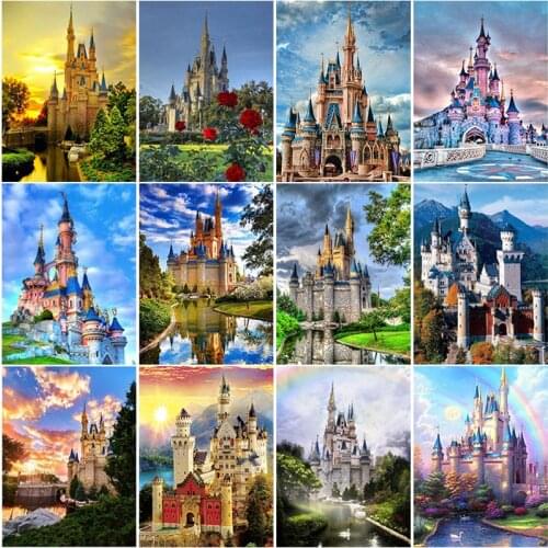 DIY Diamond Painting Full Drill Kit Rhinestone Mosaic Full Square Drill Diamond Embroidery Old Castle Handmade Hotel Decor Gifts