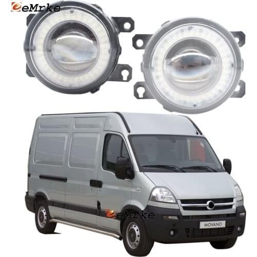 2x Car Lens LED Fog Lights Angel Eye DRL Daytime Running Light Lamp for Opel Vauxhall Movano A Facelift FL 01/2004 2005-2010