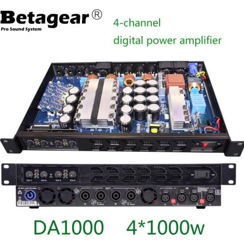 Betagear DA1000 Class D Professional Digital Power Amplifier 1U 1000W*4 Channel Amplificador Audio Amplifier Power Amp Stage