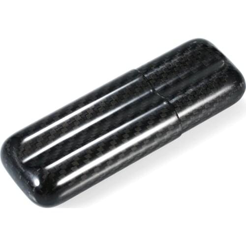 Black Carbon Fiber 2/3-Cigar Case Cigar Storage Tube Holder Portable Travel Cigar Humidor for up to 57 Ring Gauge Cigars
