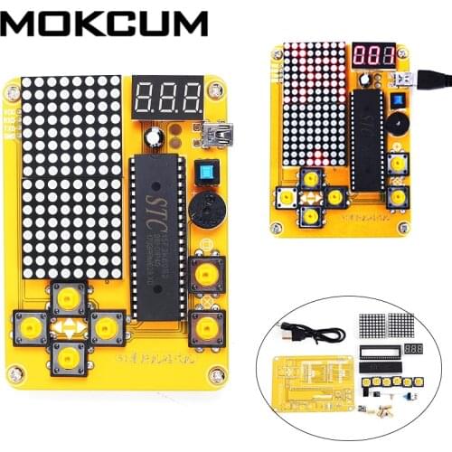 Electronic DIY Kit MCU Computer Game Machine DIY Snake Electronic for Tetris Snake Plane Racing Dot Matrix Game Kit Electronica