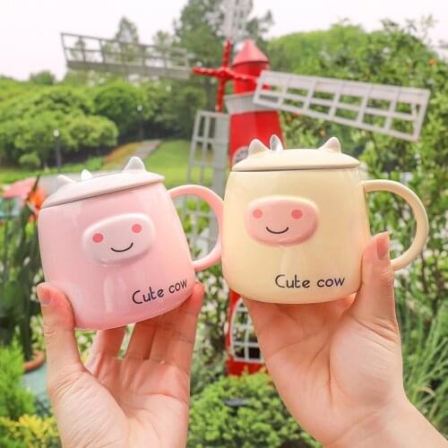 Cows Ceramic Mug Cup Male and Female Students Home Cute Cartoon Tea Lovers Coffee Drinkware Set Kettle Jug