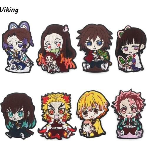 G1466 Fashion Cute Anime Girls Patches Embroidery Horror Badge Iron on Sewing Patch For Kids Clothing Stickers