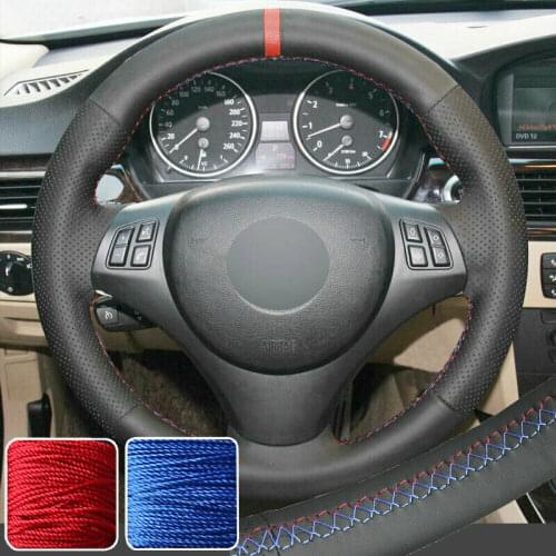 PU Steering Wheel Cover Wrap Kit For BMW M3 E90 E91 E92 E93 1 Series E87 E81 Super Soft Non-slip Durable Car Interior