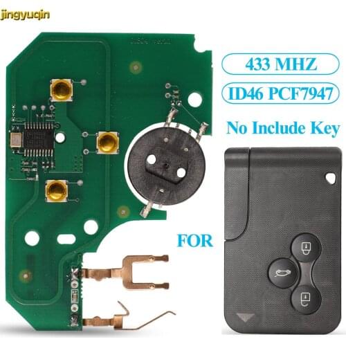 Jingyuqin Remote Car Key Circuit Board 433Mhz ID46 PCF7947 Chip For Renault Megane Scenic Grand 3 Button Smart Card Key Fob