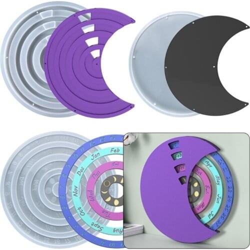 Moon Calendar Epoxy Resin Mold Calendar Hanging Plate Silicone Mould DIY Crafts Home Wall Decoration Casting Tools