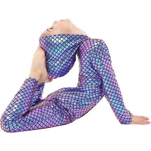 Children One Piece Sequin Fashion Jumpsuits Baby Overalls Kids Mermaid Skin Leather Costume Cosplay Clothes Anime Cosplay