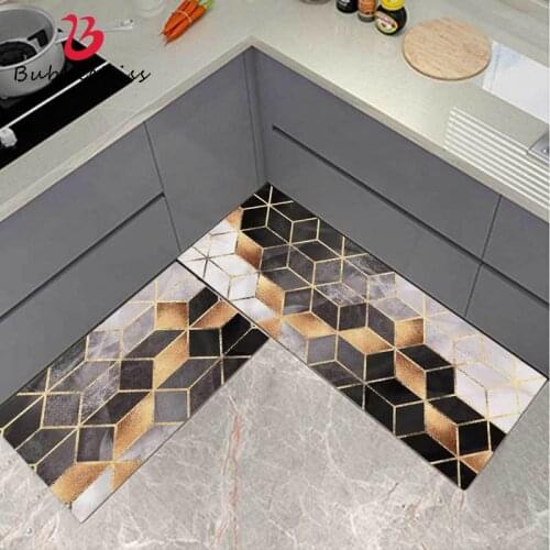 Bubble Kiss Nordic Style Waterproof Kitchen Mats Golden Line Geometric Pattern Carpets For Living Room Home Decor Bedroom Rugs