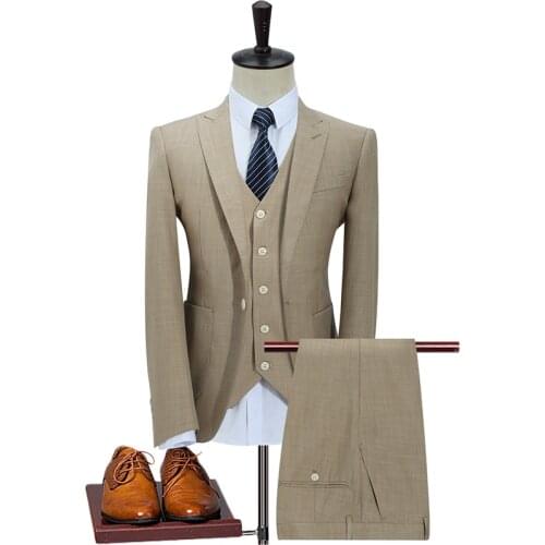 2021 Mens 3-piece business party best suit peak lapel single buckle wedding groom dress mens boutique blazer suit pants vest